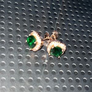 Rose gold emerald earrings